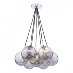 Elpis 7 Light Cluster Ceiling Pendant In Polished Chrome With Smoked Glass Shades ELP342-10