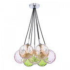 Elpis 7 Light Cluster Ceiling Pendant In Polished Chrome With Mixed Glass Shades ELP342-MIX