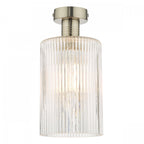 Emerson Semi Flush Ceiling Light In Antique Chrome With Cylinder Ribbed Glass EME4861-E01