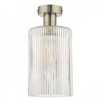 Emerson Semi Flush Ceiling Light In Antique Chrome With Cylinder Ribbed Glass EME4861-E01
