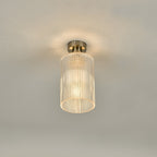 Emerson Semi Flush Ceiling Light In Antique Chrome With Cylinder Ribbed Glass EME4861-E01