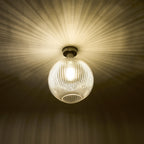 Emerson Semi Flush Ceiling Light In Antique Chrome With Round Ribbed Glass EME4861-E02