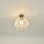 Emerson Semi Flush Ceiling Light In Antique Chrome With Round Ribbed Glass EME4861-E02