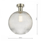 Emerson Semi Flush Ceiling Light In Antique Chrome With Round Ribbed Glass EME4861-E02