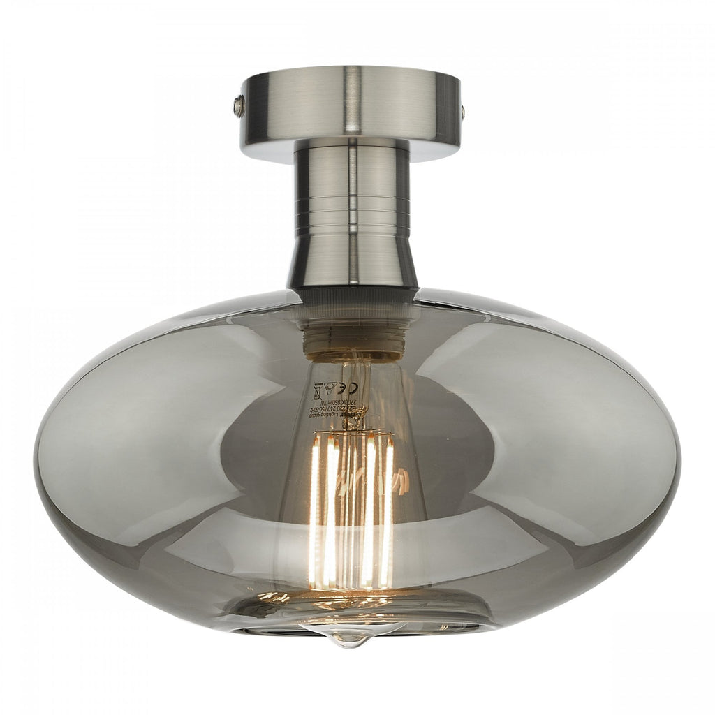 Emerson Semi Flush Ceiling Light In Antique Chrome With Smoked Glass EME4861-E04