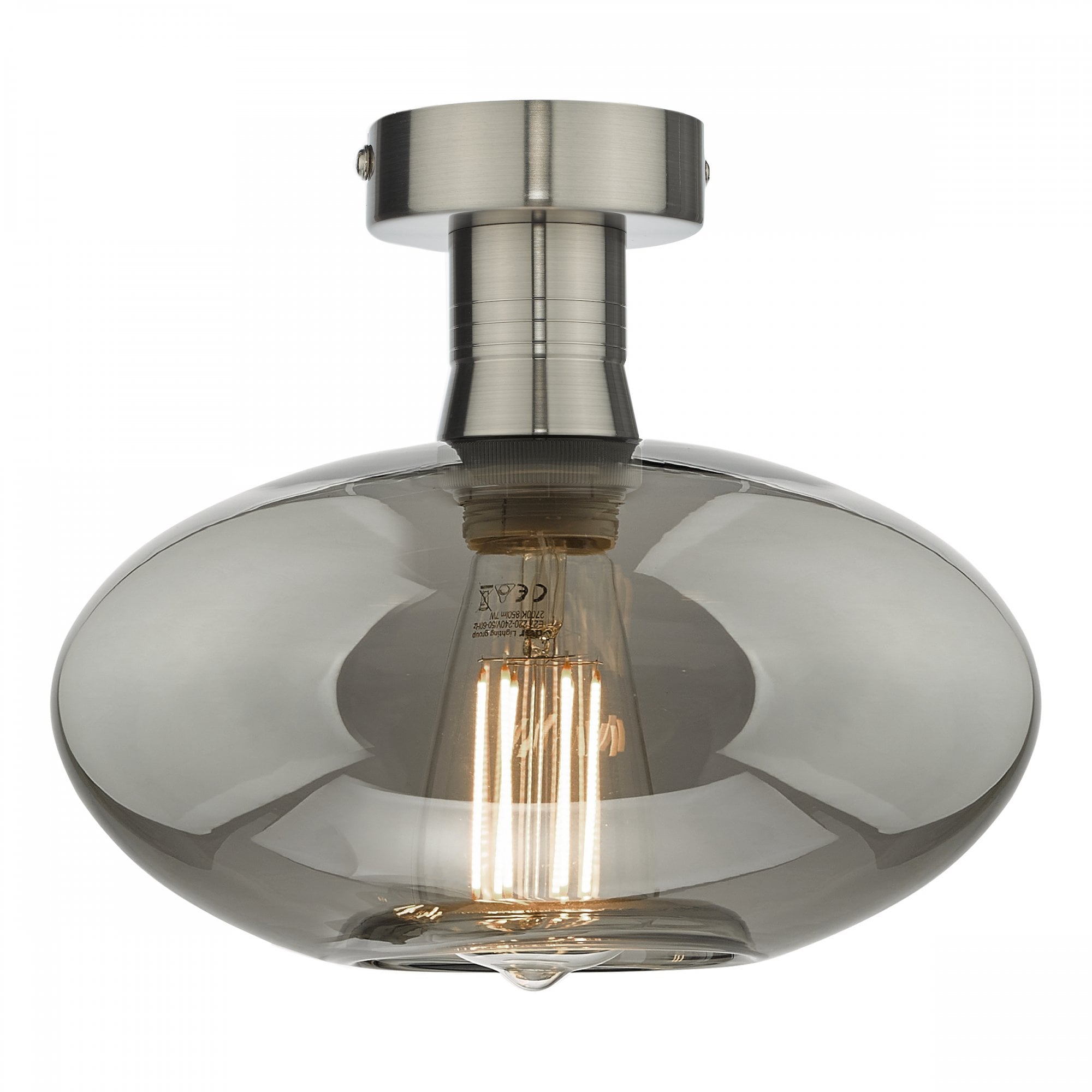 Emerson Semi Flush Ceiling Light In Antique Chrome With Smoked Glass EME4861-E04