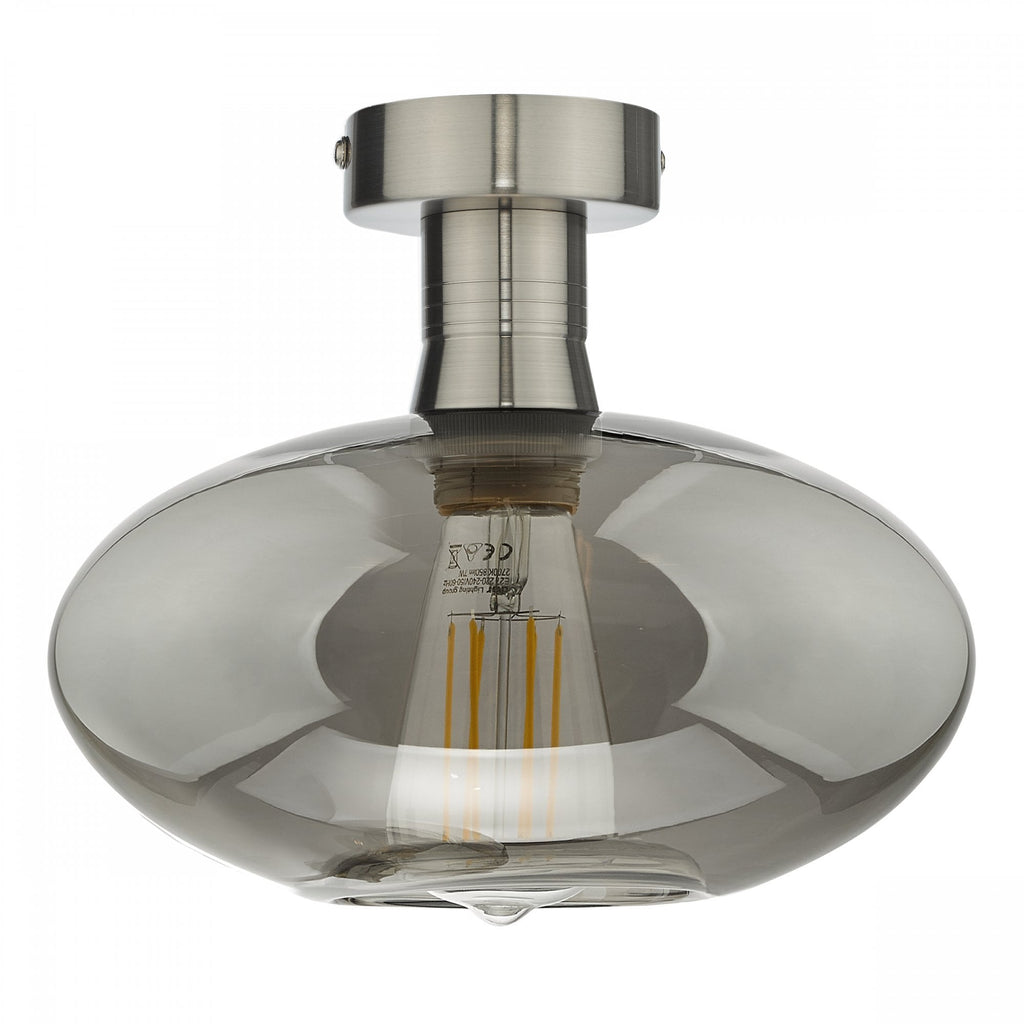 Emerson Semi Flush Ceiling Light In Antique Chrome With Smoked Glass EME4861-E04