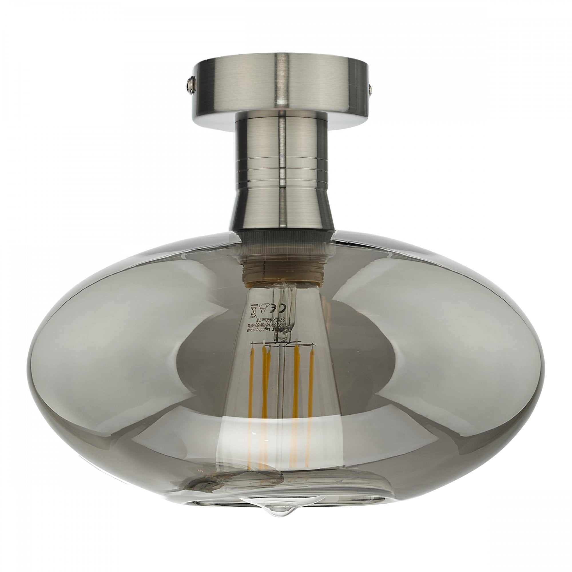 Emerson Semi Flush Ceiling Light In Antique Chrome With Smoked Glass EME4861-E04