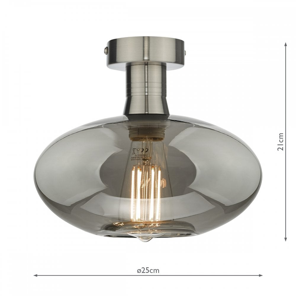 Emerson Semi Flush Ceiling Light In Antique Chrome With Smoked Glass EME4861-E04