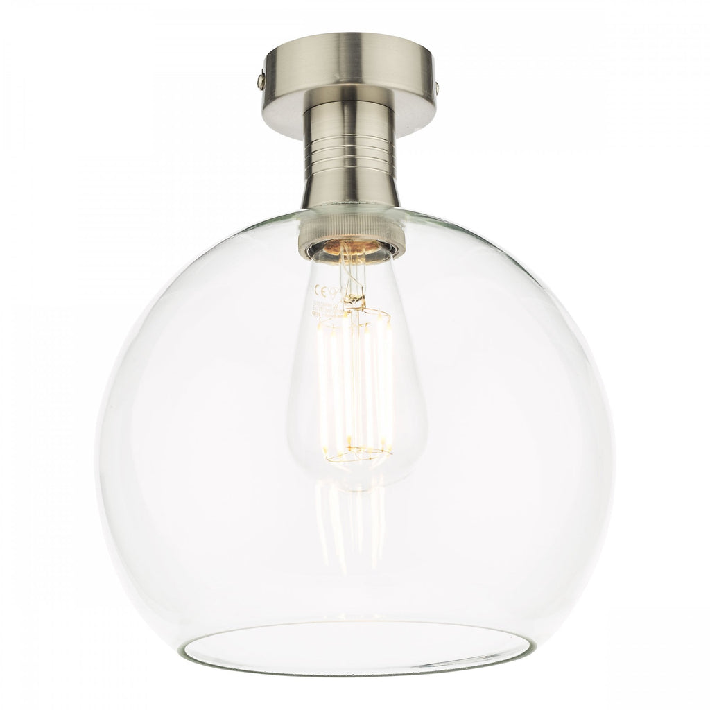 Emerson Semi Flush Ceiling Light In Antique Chrome With Round Clear Glass EME4861-E03