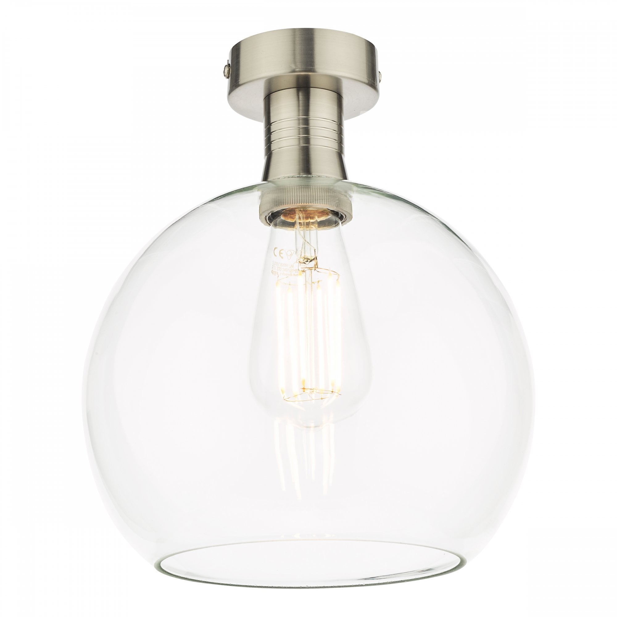 Emerson Semi Flush Ceiling Light In Antique Chrome With Round Clear Glass EME4861-E03