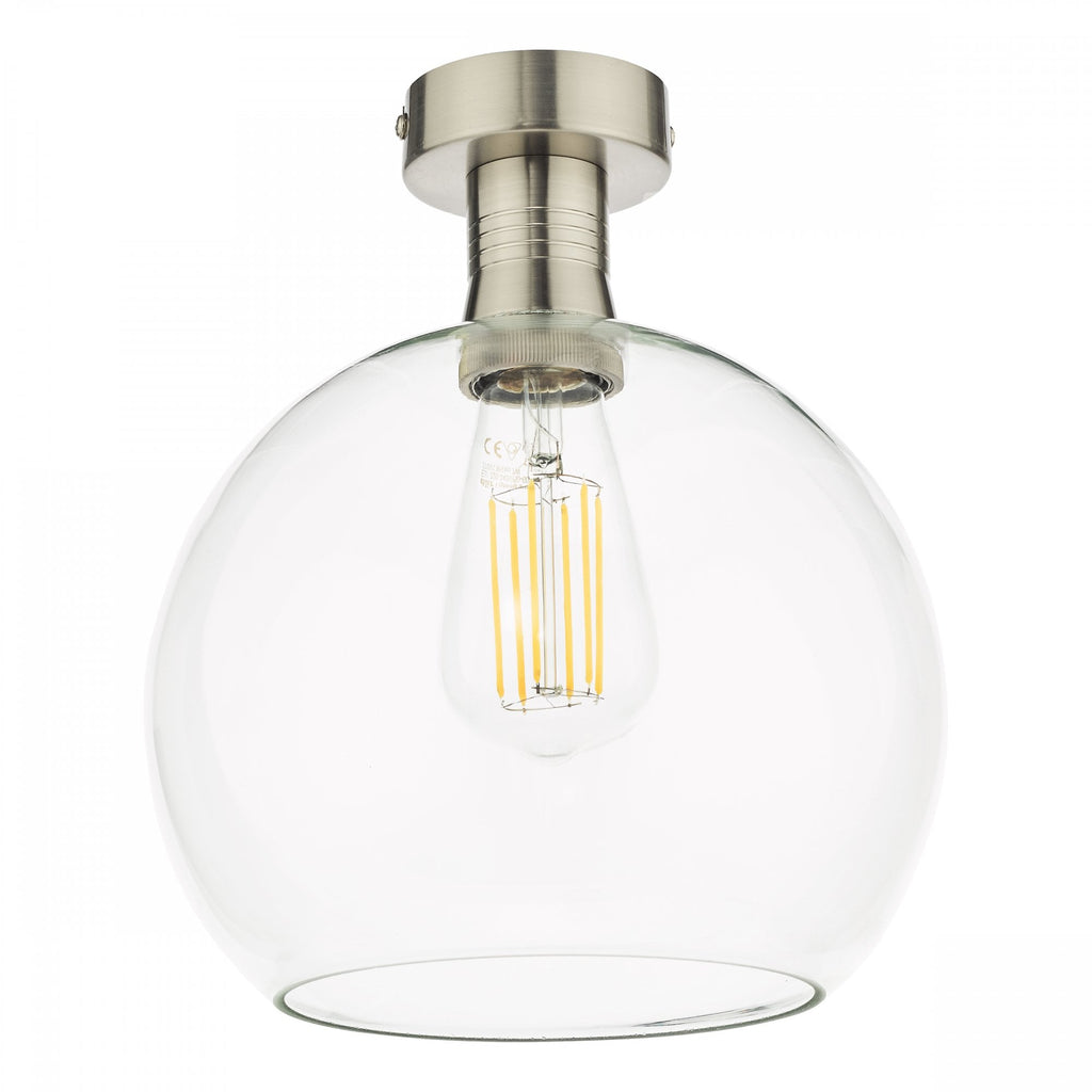 Emerson Semi Flush Ceiling Light In Antique Chrome With Round Clear Glass EME4861-E03