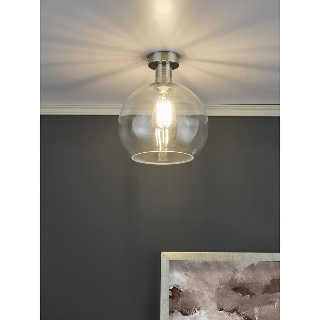 Emerson Semi Flush Ceiling Light In Antique Chrome With Round Clear Glass EME4861-E03