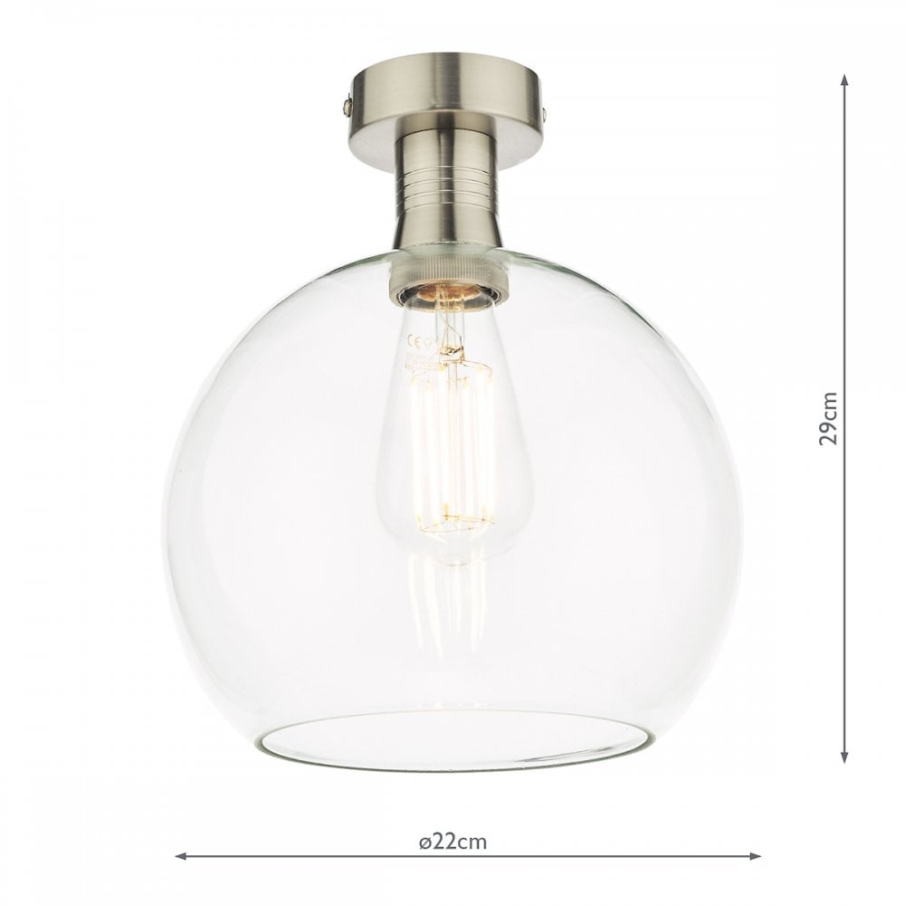 Emerson Semi Flush Ceiling Light In Antique Chrome With Round Clear Glass EME4861-E03