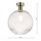 Emerson Semi Flush Ceiling Light In Antique Brass With Round Ribbed Glass EME4875-E02