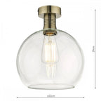 Emerson Semi Flush Ceiling Light In Antique Brass With Round Clear Glass EME4875-E03
