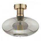 Emerson Semi Flush Ceiling Light In Antique Brass With Smoked Glass EME4875-E04