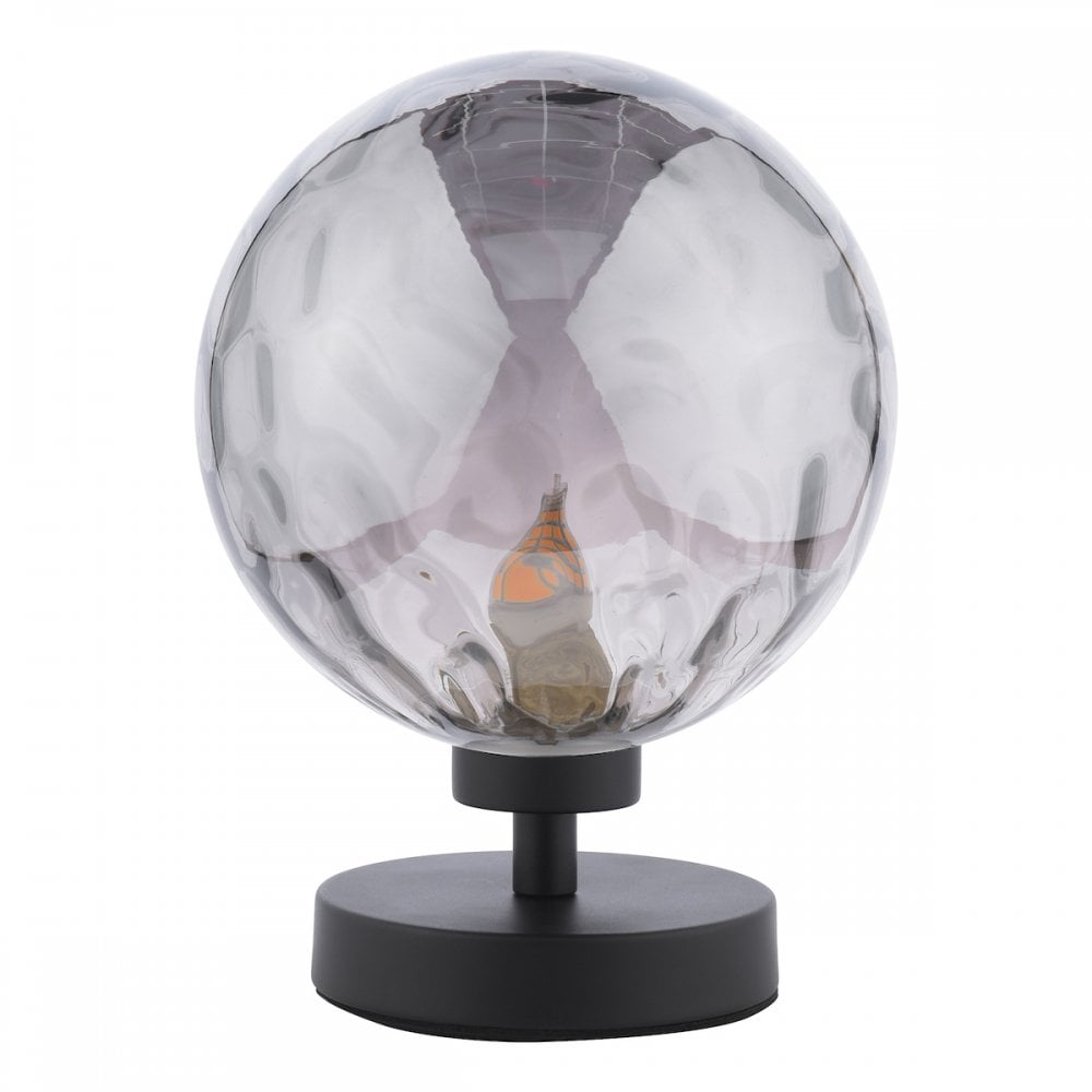 Esben Touch Table Lamp In Matt Black With Smoked Dimpled Glass ESB4122-10