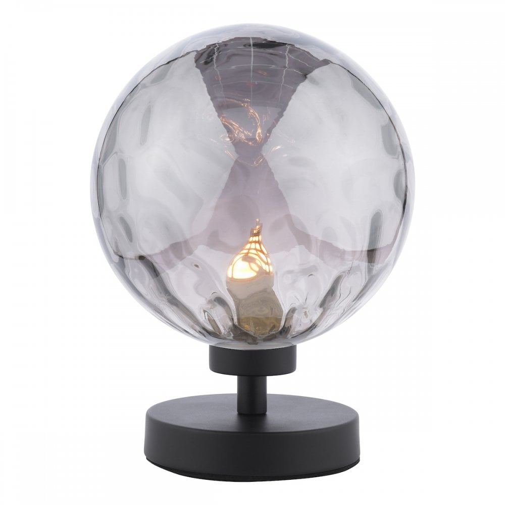 Esben Touch Table Lamp In Matt Black With Smoked Dimpled Glass ESB4122-10