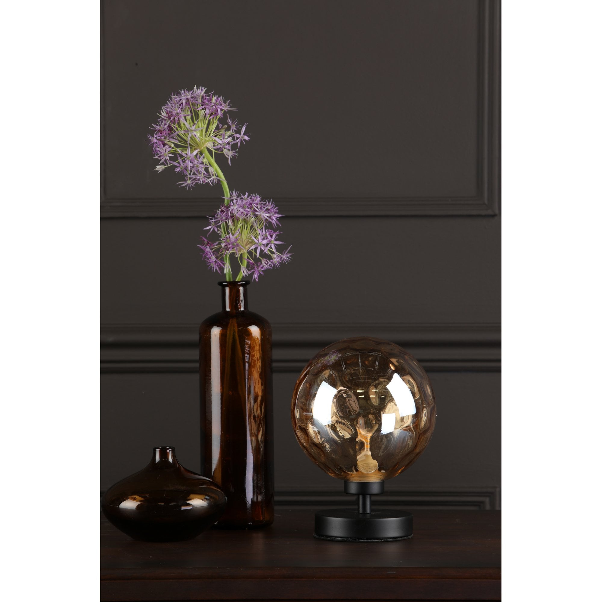 Esben Touch Table Lamp In Matt Black With Champagne Glass ESB4122-11