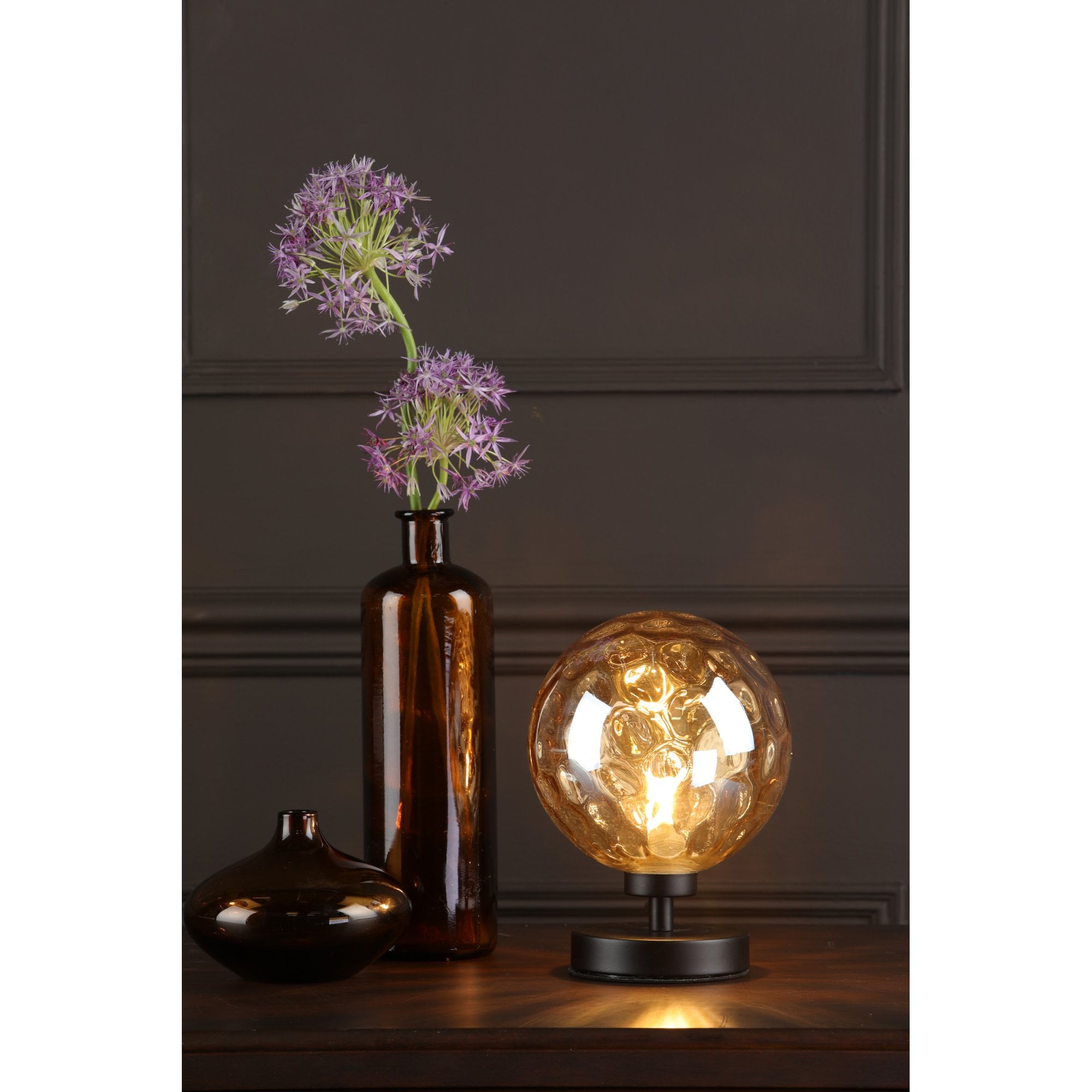 Esben Touch Table Lamp In Matt Black With Champagne Glass ESB4122-11