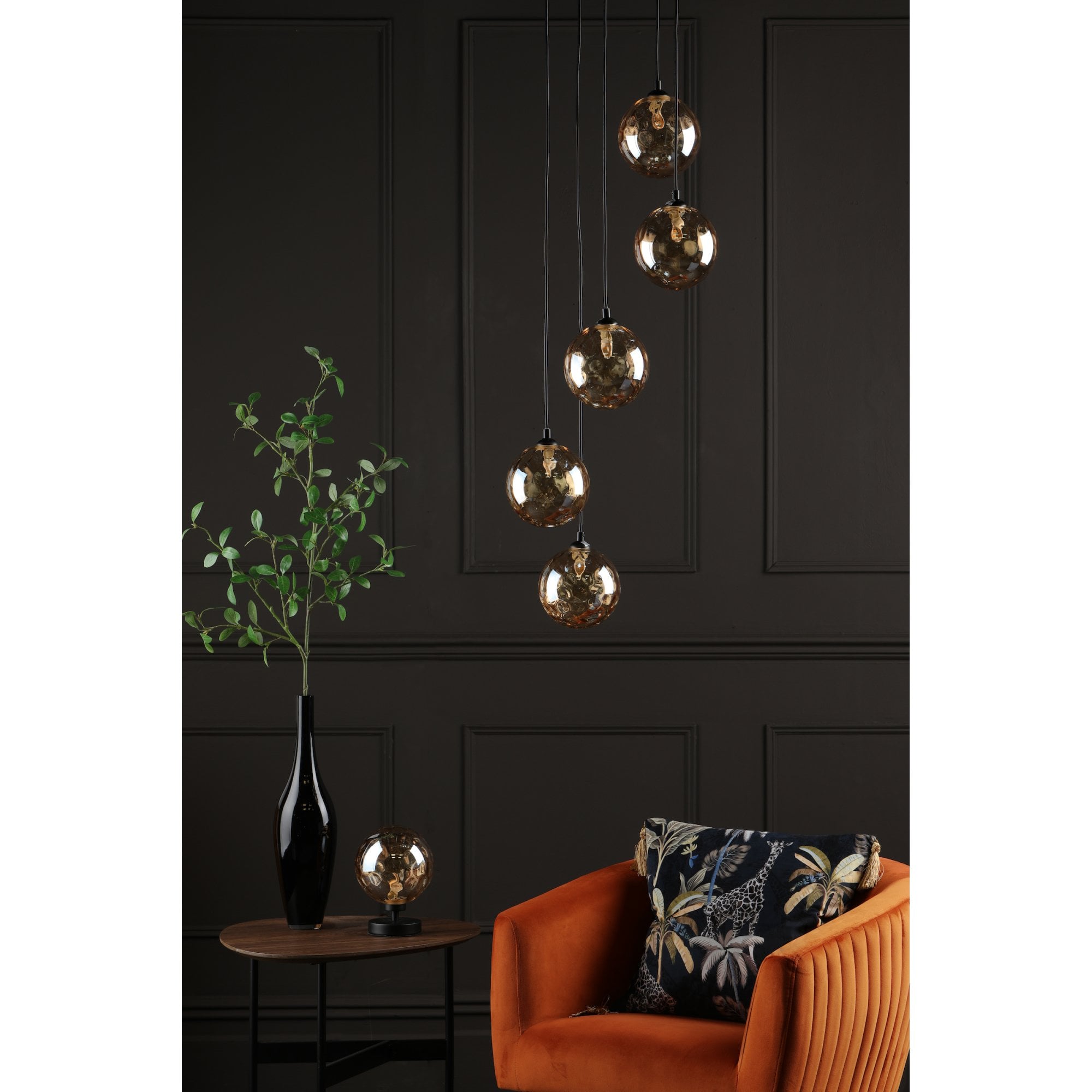 Esben Touch Table Lamp In Matt Black With Champagne Glass ESB4122-11