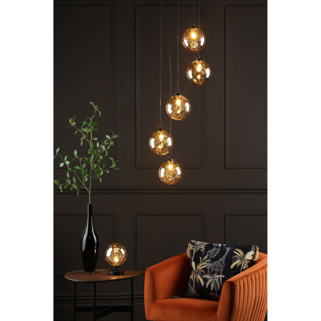 Esben Touch Table Lamp In Matt Black With Champagne Glass ESB4122-11