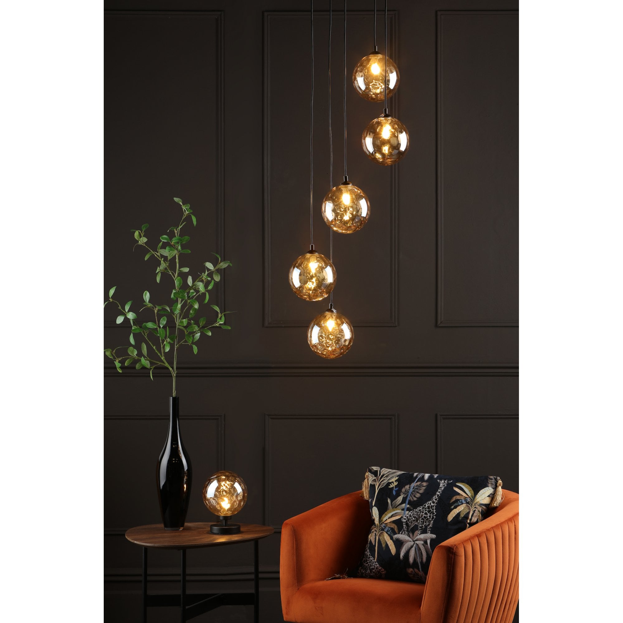 Esben Touch Table Lamp In Matt Black With Champagne Glass ESB4122-11
