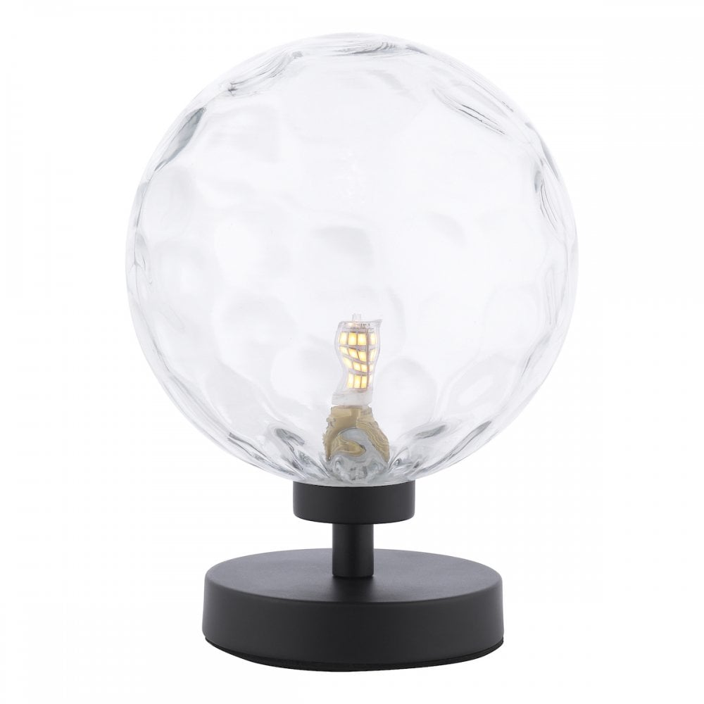 Esben Touch Table Lamp In Matt Black With Clear Dimpled Glass ESB4122-12
