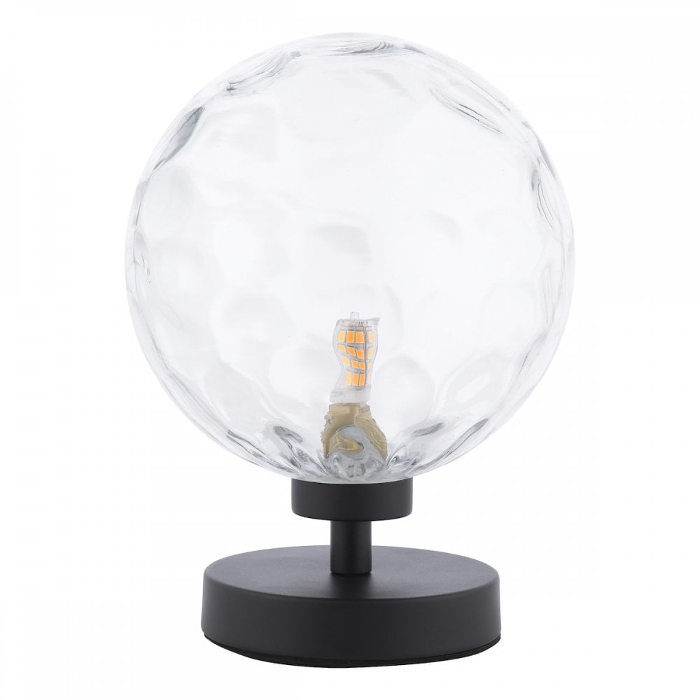Esben Touch Table Lamp In Matt Black With Clear Dimpled Glass ESB4122-12