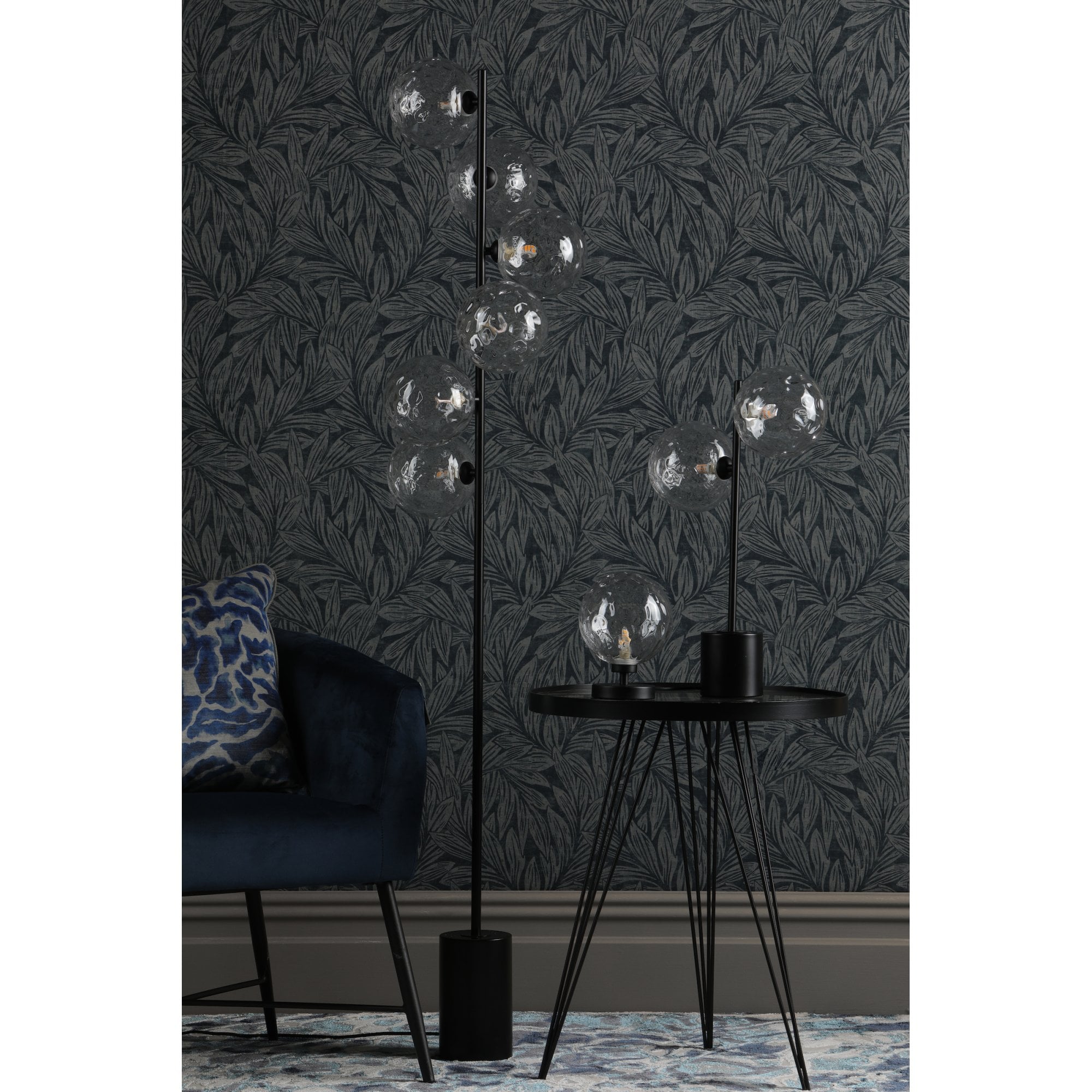 Esben Touch Table Lamp In Matt Black With Clear Dimpled Glass ESB4122-12