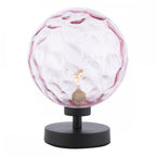 Esben Touch Table Lamp In Matt Black With Pink Dimpled Glass ESB4122-13