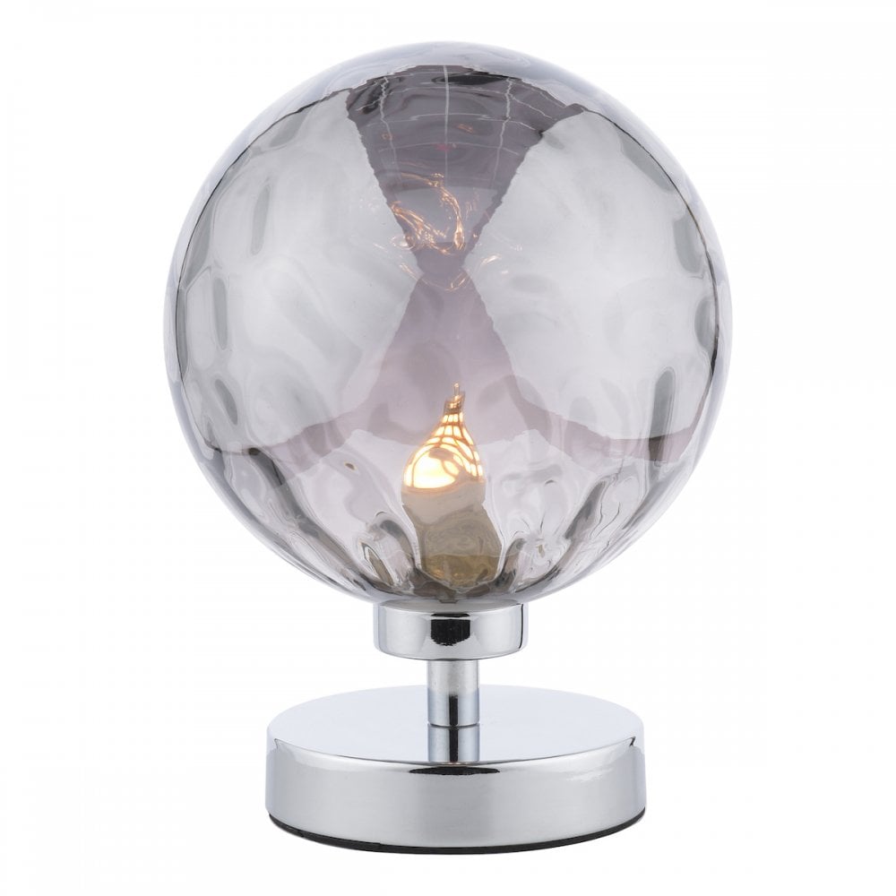 Esben Touch Table Lamp In Polished Chrome With Smoked Dimpled Glass ESB4150-10