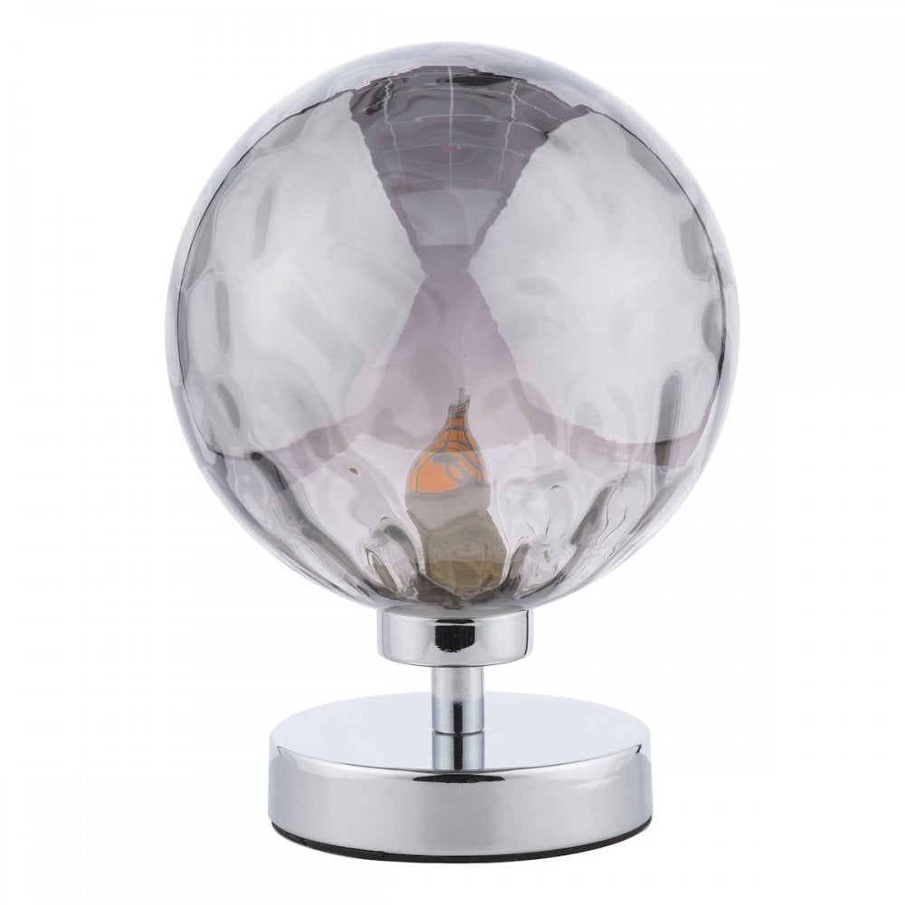 Esben Touch Table Lamp In Polished Chrome With Smoked Dimpled Glass ESB4150-10