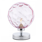 Esben Touch Table Lamp In Polished Chrome With Pink Dimpled Glass ESB4150-13