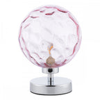 Esben Touch Table Lamp In Polished Chrome With Pink Dimpled Glass ESB4150-13