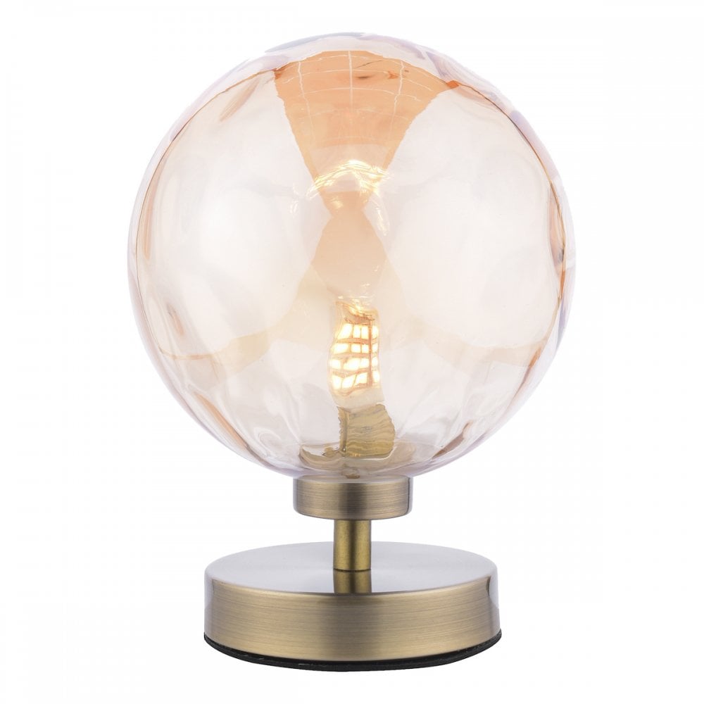 Esben Touch Table Lamp In Antique Brass With Amber Dimpled Glass ESB4175-11