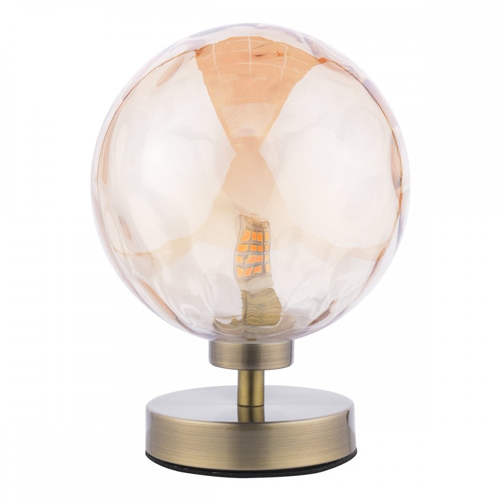 Esben Touch Table Lamp In Antique Brass With Amber Dimpled Glass ESB4175-11