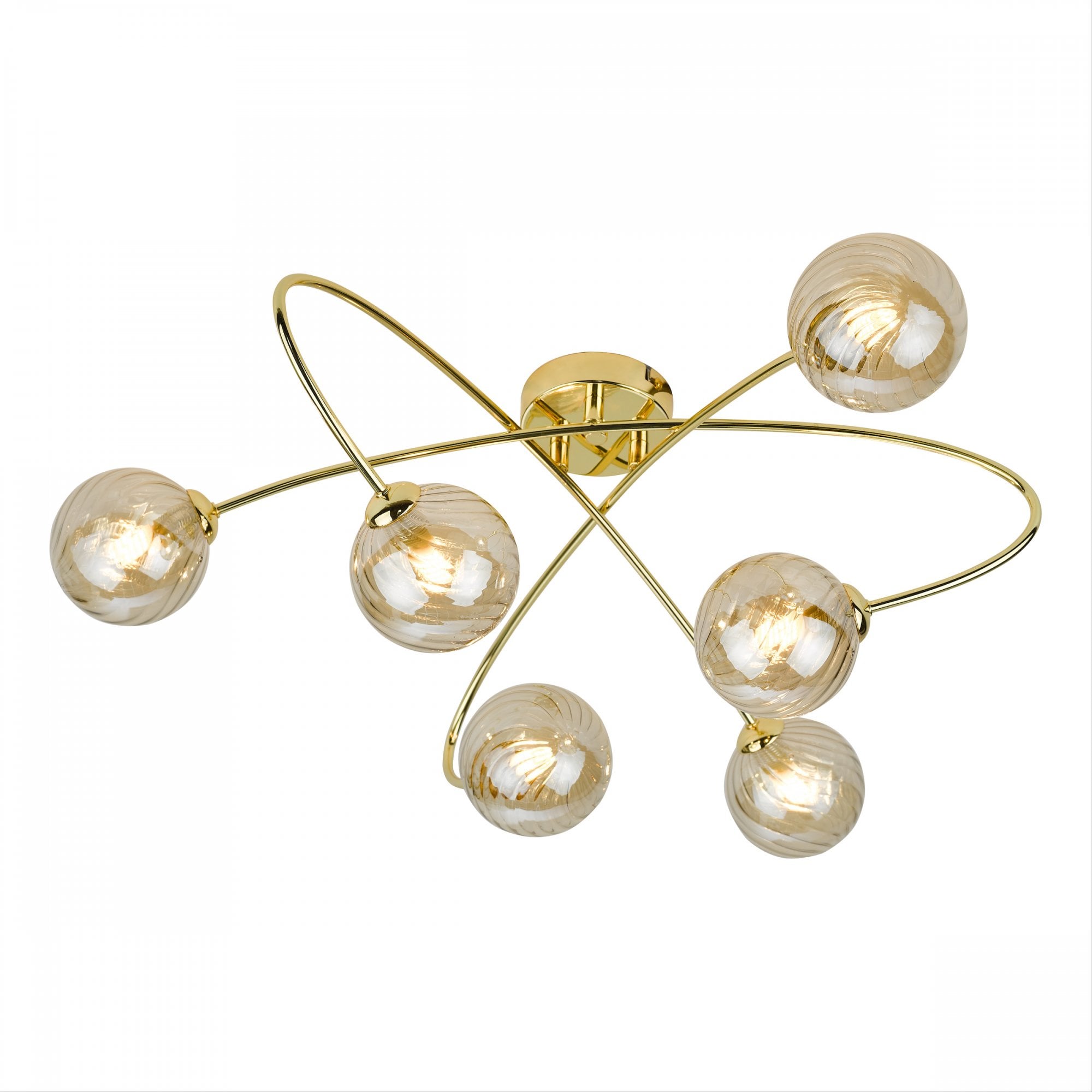 Etta 6 Light Semi Flush Ceiling Light In Polished Gold With Champagne Glass ETT6435
