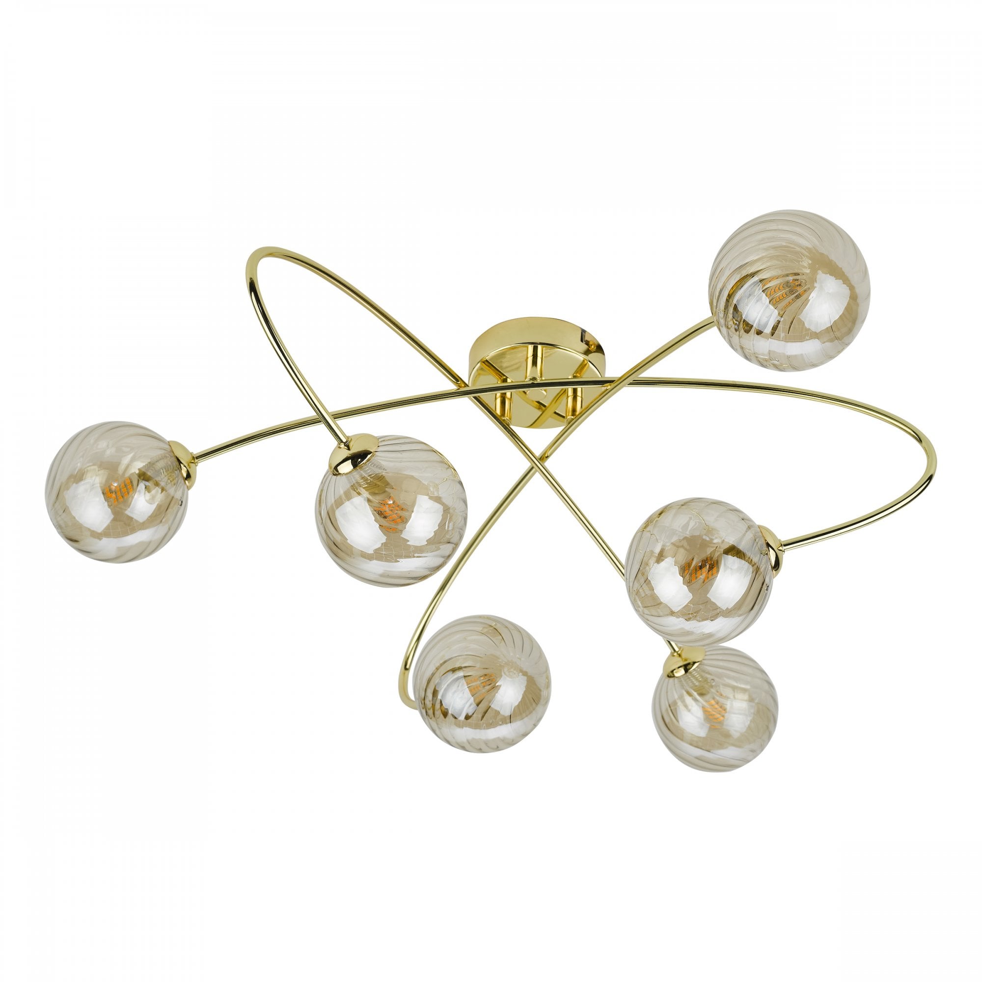Etta 6 Light Semi Flush Ceiling Light In Polished Gold With Champagne Glass ETT6435