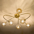 Etta 6 Light Semi Flush Ceiling Light In Polished Gold With Champagne Glass ETT6435