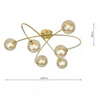 Etta 6 Light Semi Flush Ceiling Light In Polished Gold With Champagne Glass ETT6435