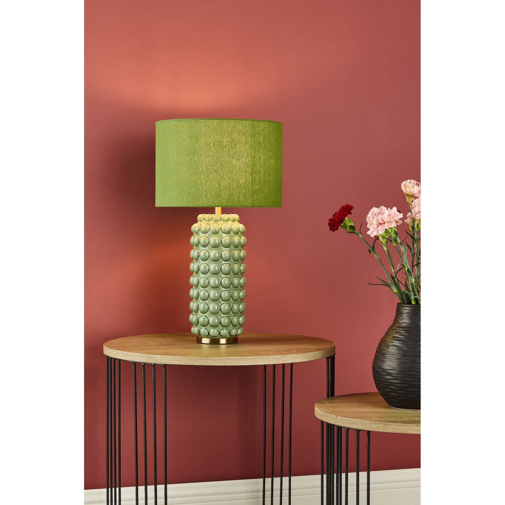 Etzel Modern Table Lamp In Green Finish With Linen Shade ETZ4224