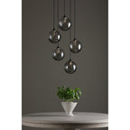 Federico 5 Light Cluster Ceiling Pendant Light In Matt Black With Smoked Dimpled Glass FED0522-10
