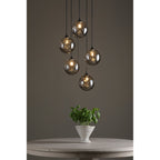 Federico 5 Light Cluster Ceiling Pendant Light In Matt Black With Smoked Dimpled Glass FED0522-10