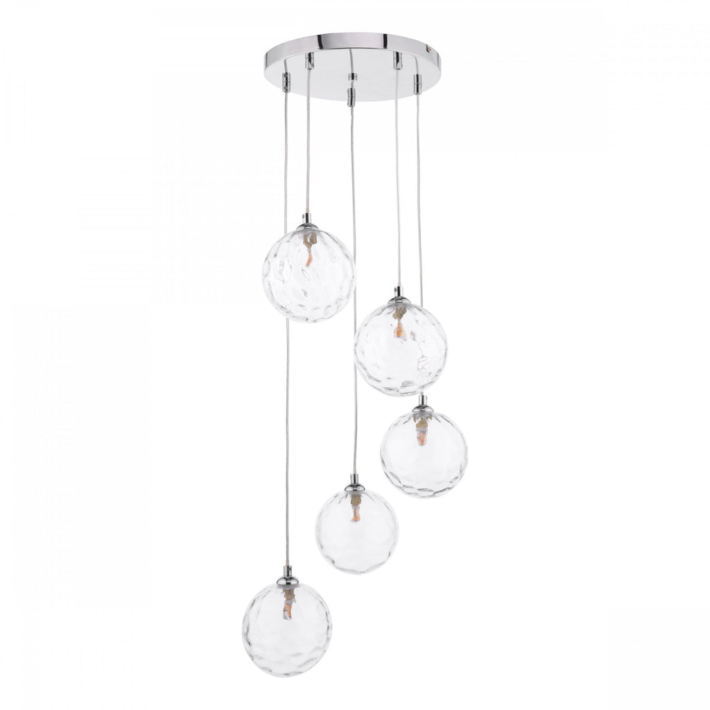 Federico 5 Light Cluster Ceiling Pendant Light In Polished Chrome With Clear Glass FED0550-12