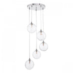 Federico 5 Light Cluster Ceiling Pendant Light In Polished Chrome With Clear Glass FED0550-12