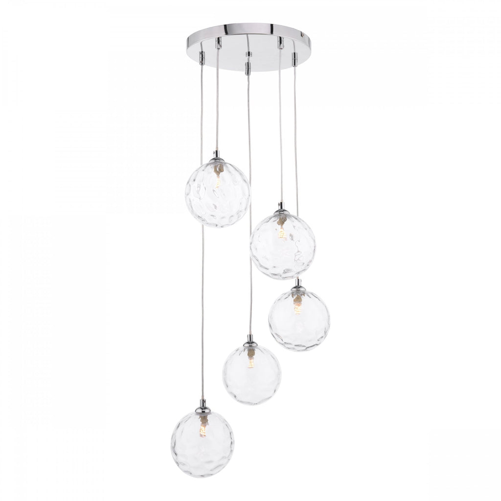 Federico 5 Light Cluster Ceiling Pendant Light In Polished Chrome With Clear Glass FED0550-12