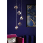 Federico 5 Light Cluster Ceiling Pendant Light In Polished Chrome With Clear Glass FED0550-12