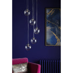 Federico 5 Light Cluster Ceiling Pendant Light In Polished Chrome With Clear Glass FED0550-12
